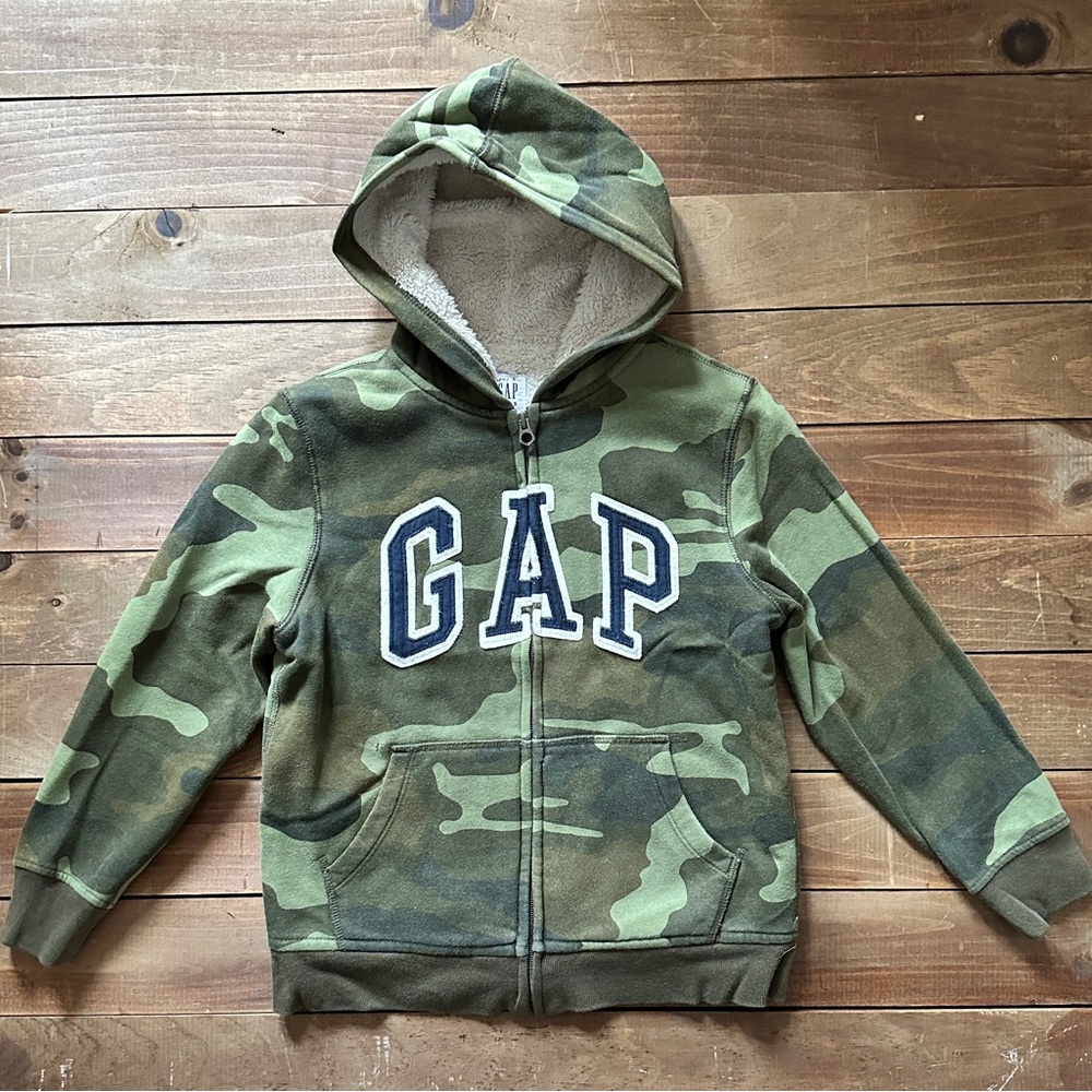 GAP Kids Camo Sherpa Lined Zip-Up Hoodie